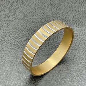 Vintage Bracelet Gold Tone Silver Tone Stripe Bangle Womens West Germany 8"